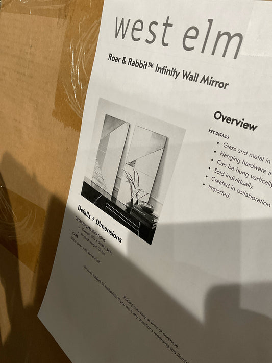 NEW West Elm Roar + Rabbit Geometric Infinity Mirror 18"W × 36"H