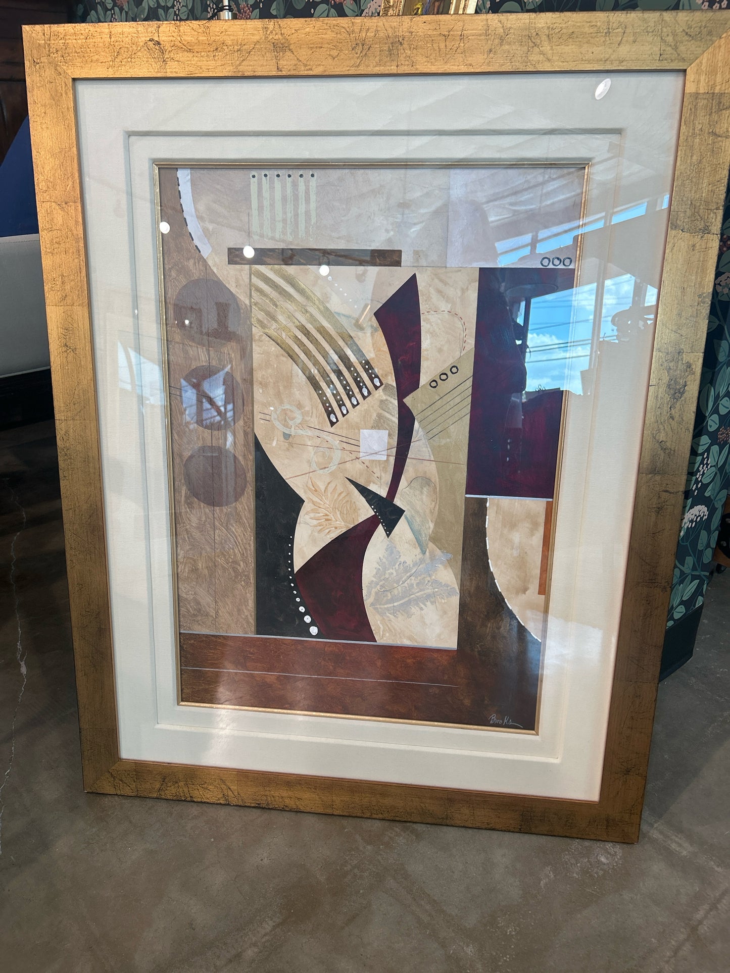 Signed Contemporary Art in Gold Frame 28.5 x 36.5