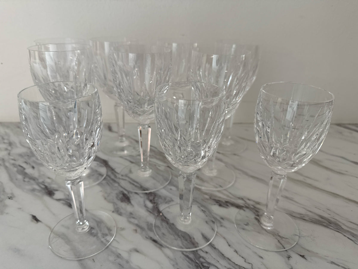 Set of 10 Waterford Crystal Kildare Glasses (7 wines + 3 cordials)