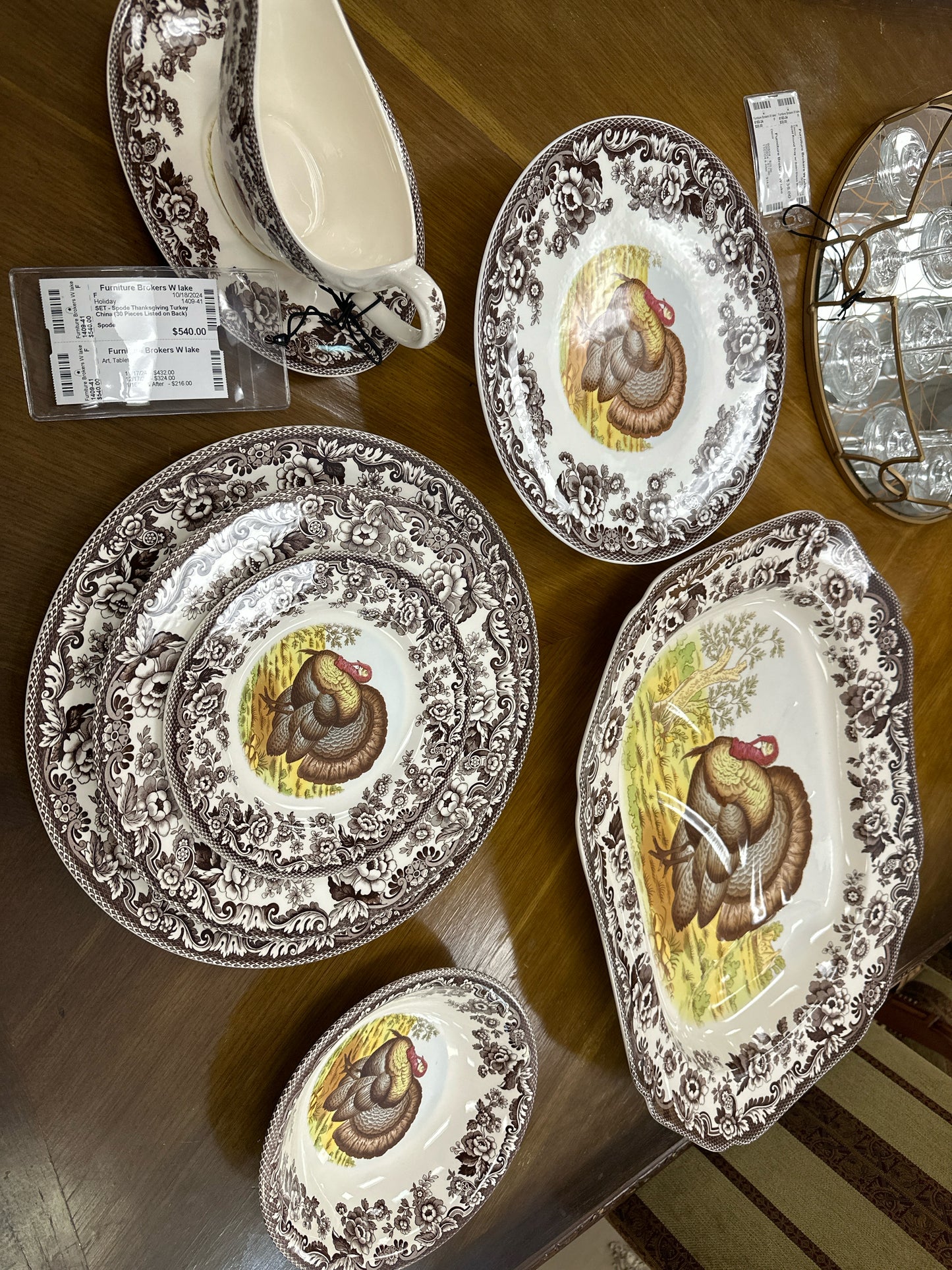 SET - Spode Thanksgiving Turkey China (30 Pieces Listed on Back)