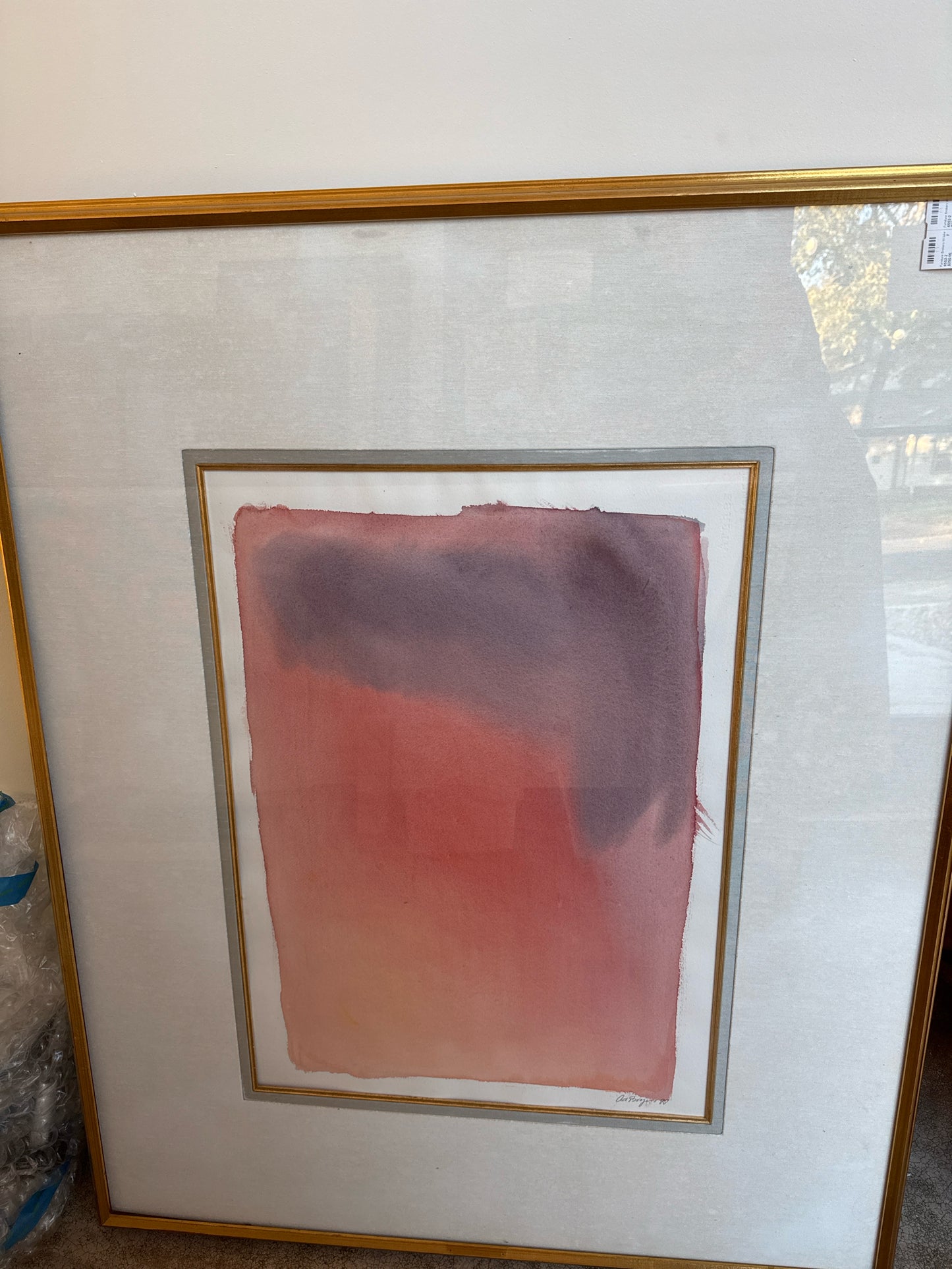 Original Signed Abstract Watercolor in Gold Frame (39x48)