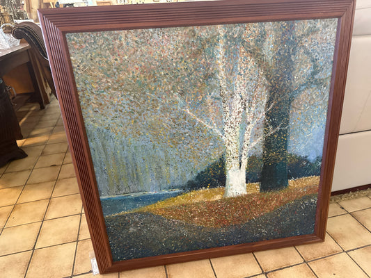 Impressionist Style of Trees Original in Custom Wood Frame 42"sq
