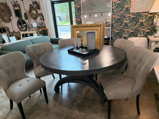 SET of 5 Grey Upholstered Dining Chairs