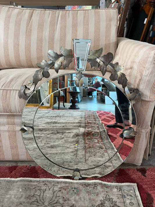 Venetian Style Beveled Mirror with Mother-of-Pearl Design (22" x 28")