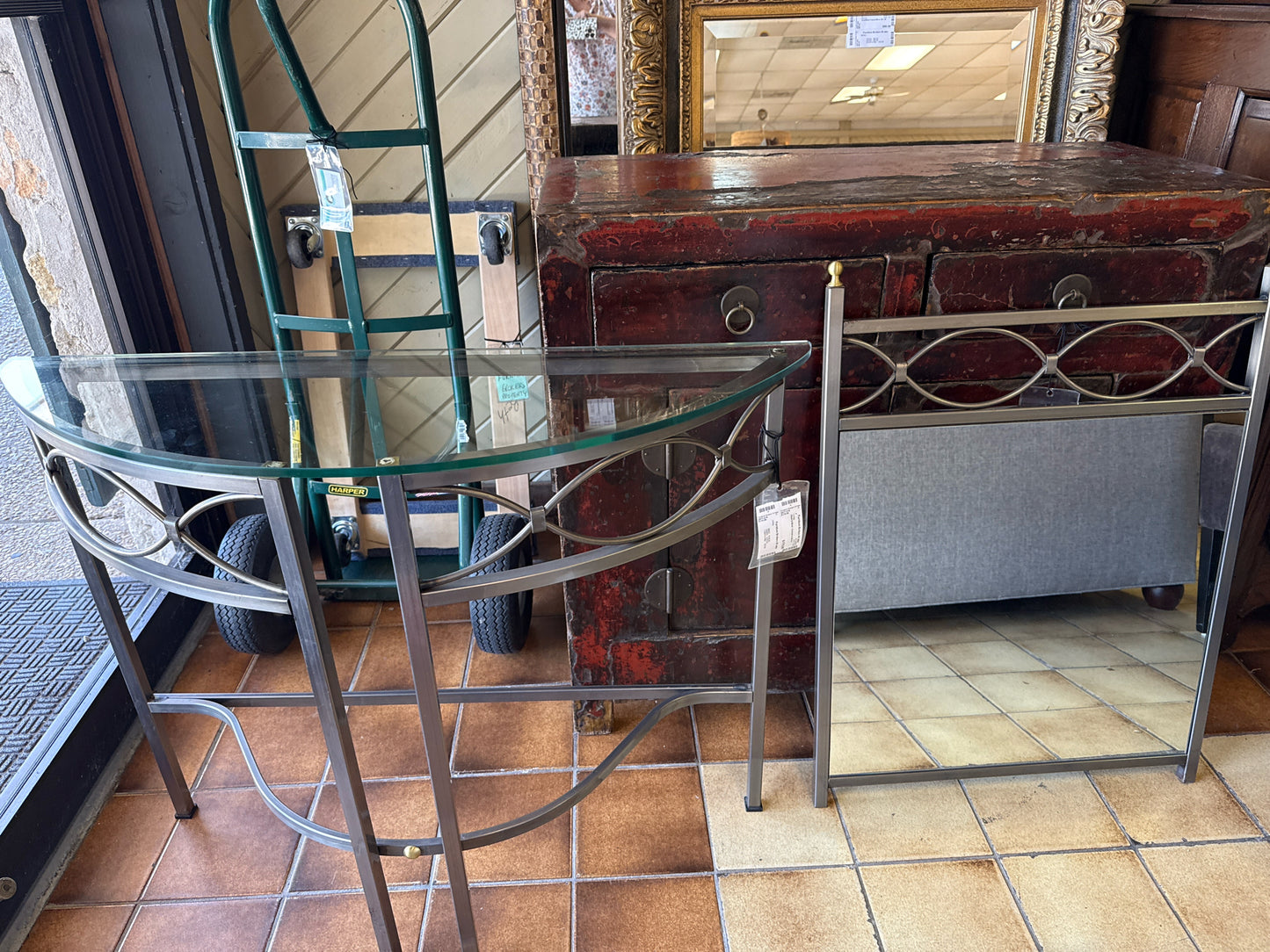 Glass & Metal - Console w/ Mirror