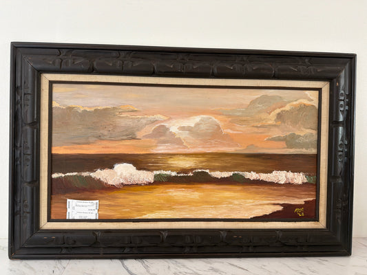 Sign.Orig. of Seascape in Heavy Dark Wood Frame 38.5 x 13.5
