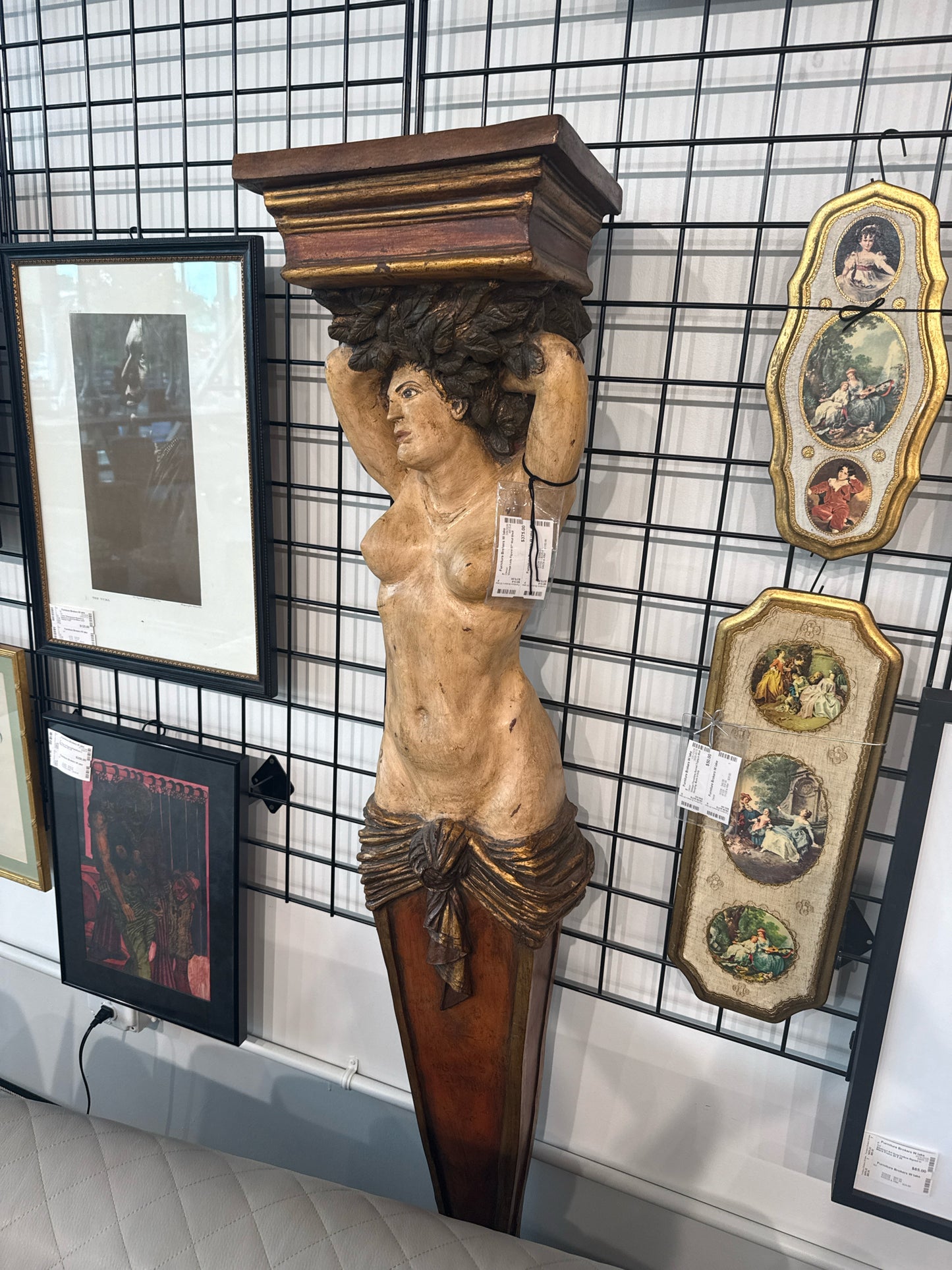 Vintage Lady Figural 57" Wall Shelf