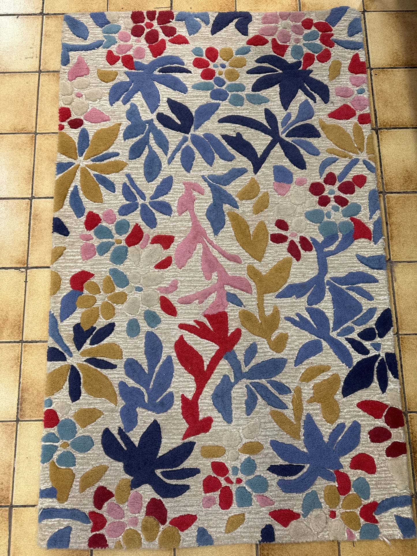 MacKenzie-Childs 100% Wool Garden Rug in Blues and Pinks (3'x5')