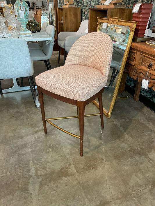 Hickory Park, Laurent Upholstered Counter Stool w/ Wood & Brass 20 x 23D x 35H