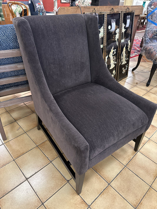 Brown Velvet Chair w/ Wood Legs