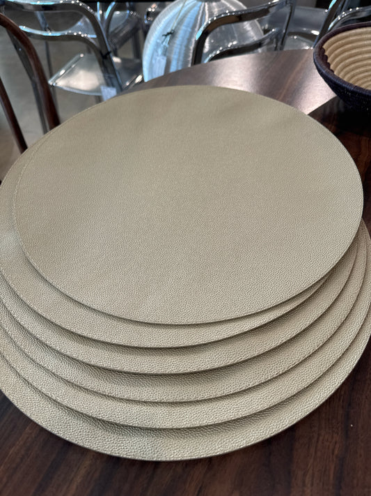 SET of 6 Kim Seybert Aged Gold Round Pebble Placemats, 16"