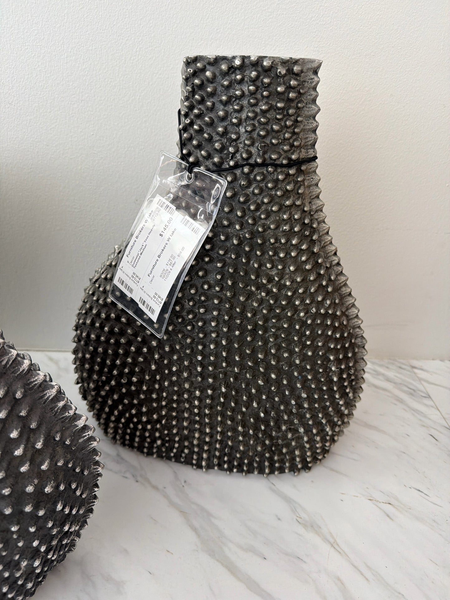 Gunmetal "Jack" Vase Heavily Textured-Medium