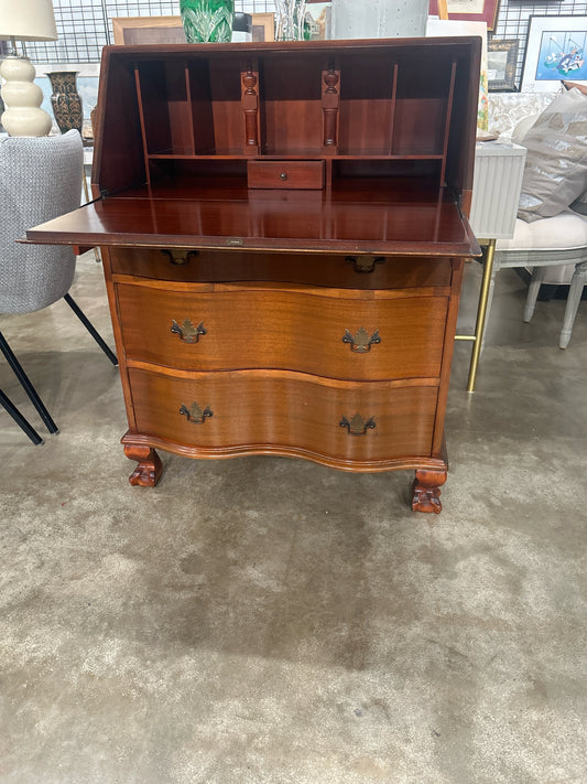 Vintage Secretary With 3 Bottom Drawers And Fold Down Top With Dived Organizers