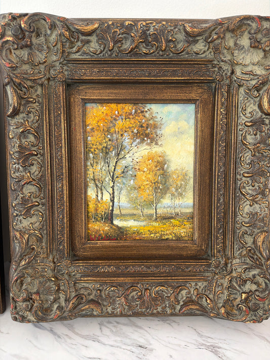 Trees of Fall in Heavy Bronze/Gold Frame 17.5 x 19.5