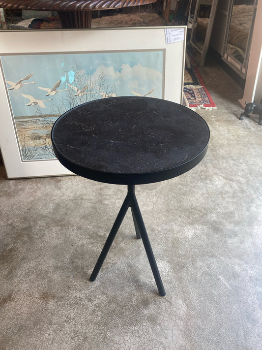 Four Hands Round Black Metal Tripod Table