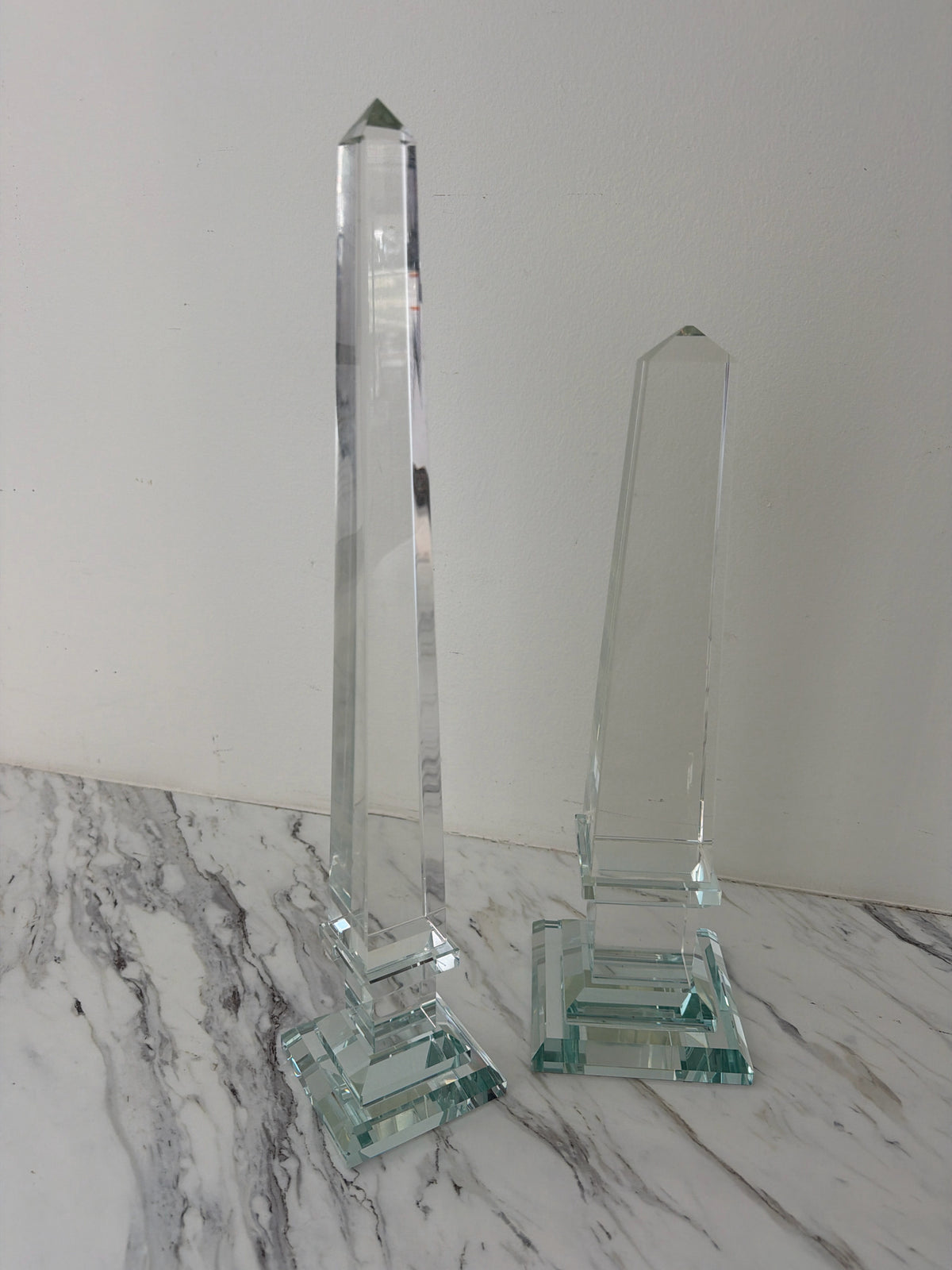 PAIR Glass Obelisks