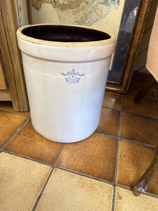 Blue Crown Vintage 5 Gallon Stoneware Crock