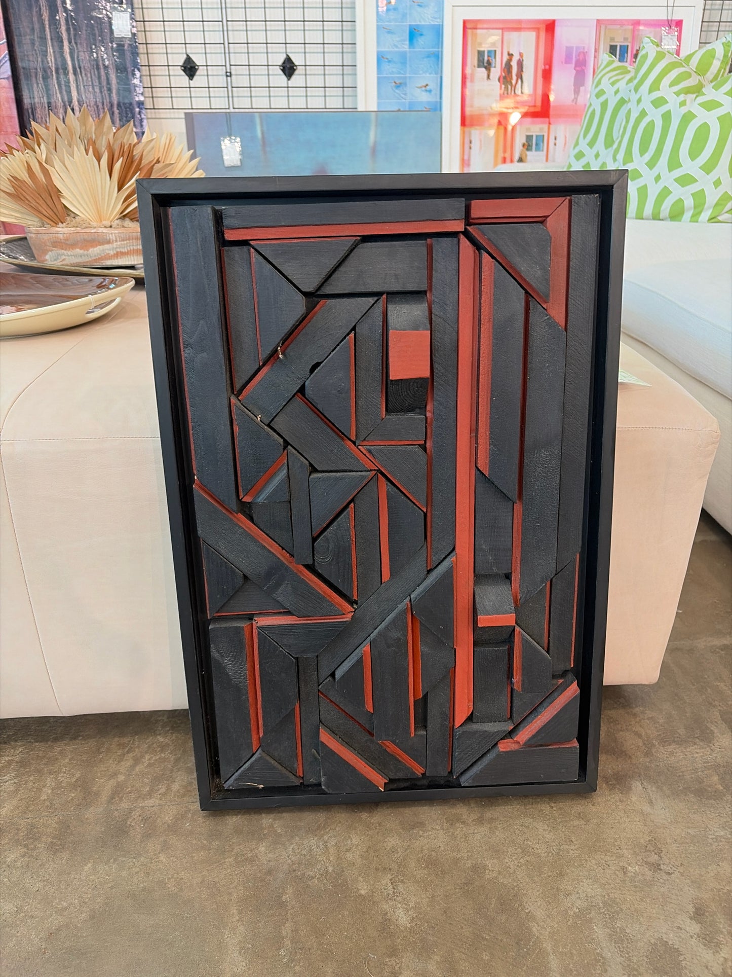 VV Titov "Couls" 2018 Geometric 3D Wall Art Red & Black
