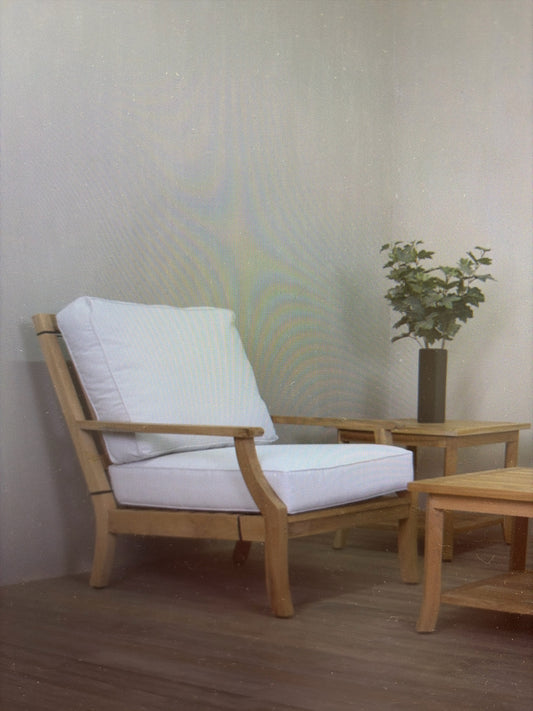 PAIR of Marie Albert Bridgehampton Lounge Arm Chairs with White Cushions (New)