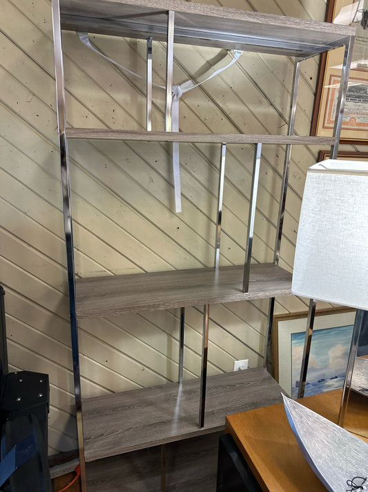 Chrome/Grey Wood Etagere