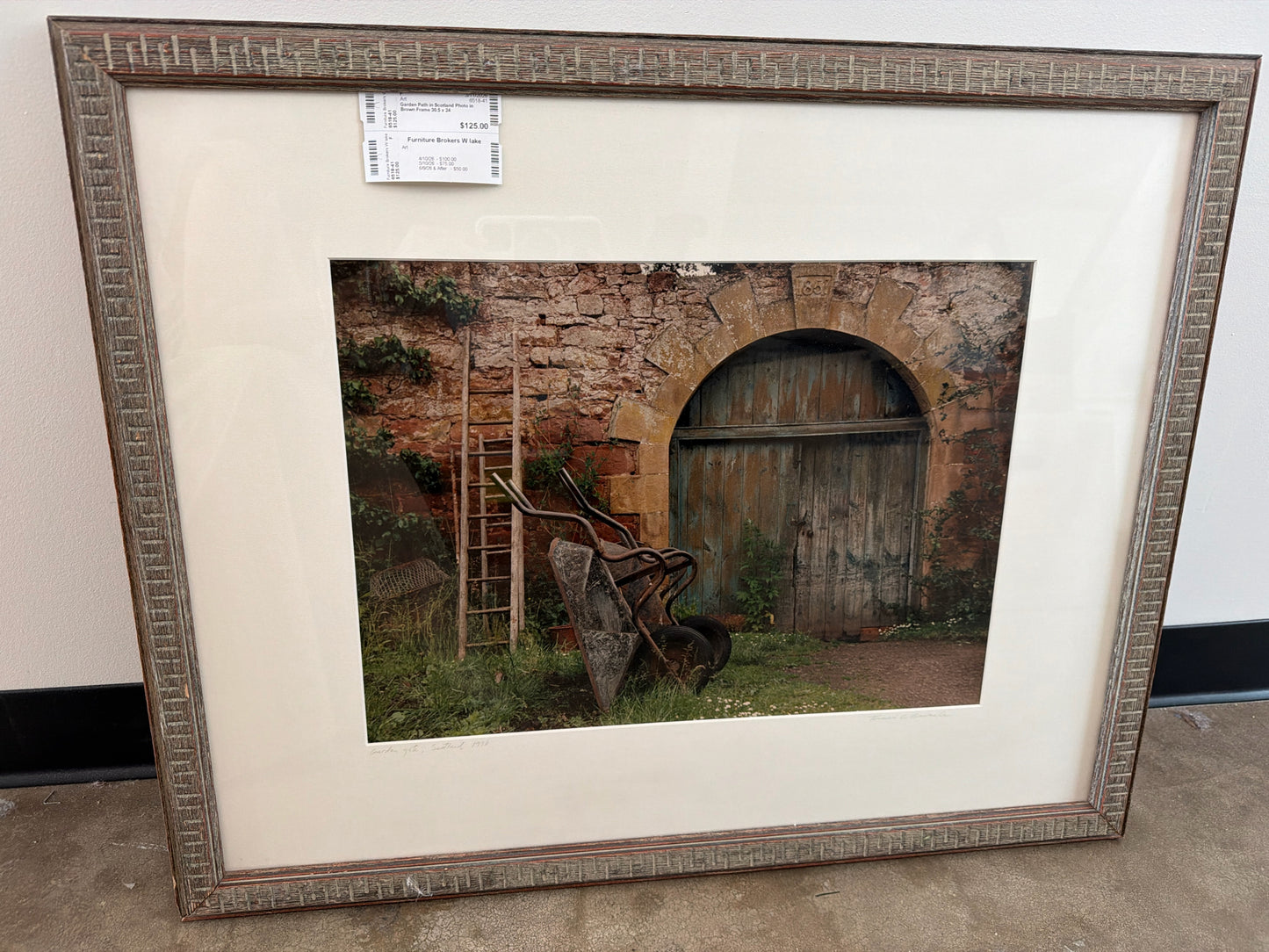 Garden Path in Scotland Photo in Brown Frame 30.5 x 24