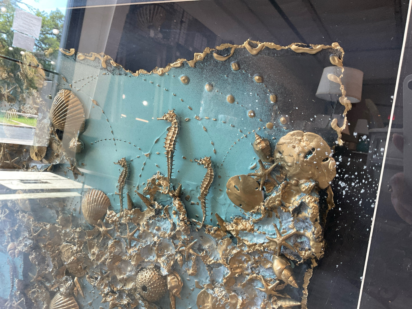 Original Bronzed & Teal Sea Floor Art by Alfred Lee