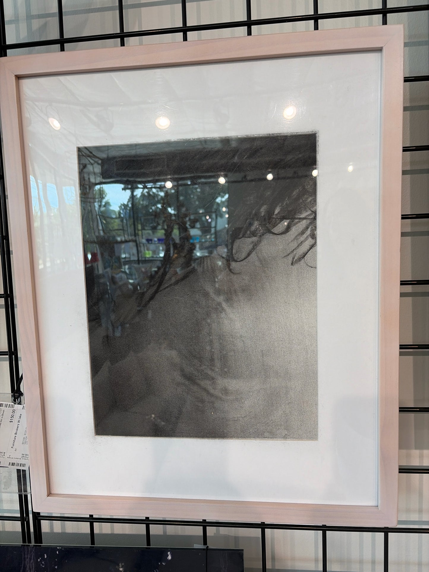 16" x 22" Charcoal / White Art in Blush Frame