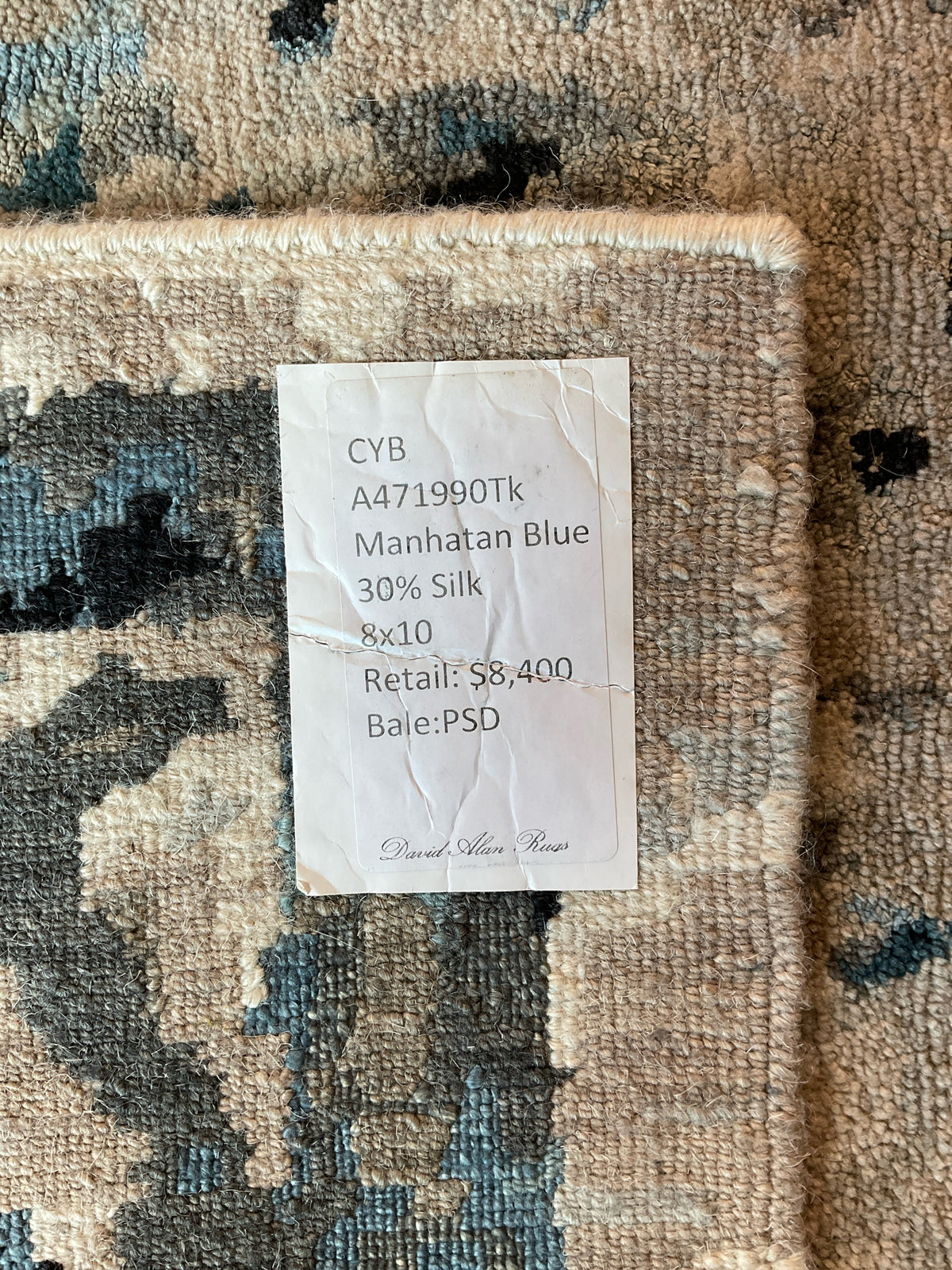 David Allen Rugs, 8x10 Mahattan Blue - 30% Silk