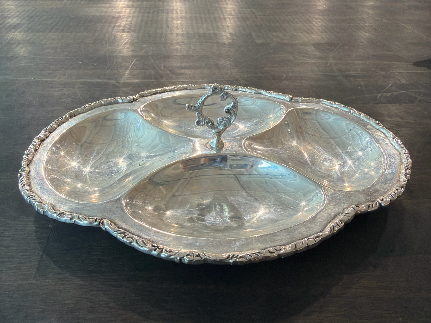 Sterling Silver 4 Compartment Nut Tray-358 grams