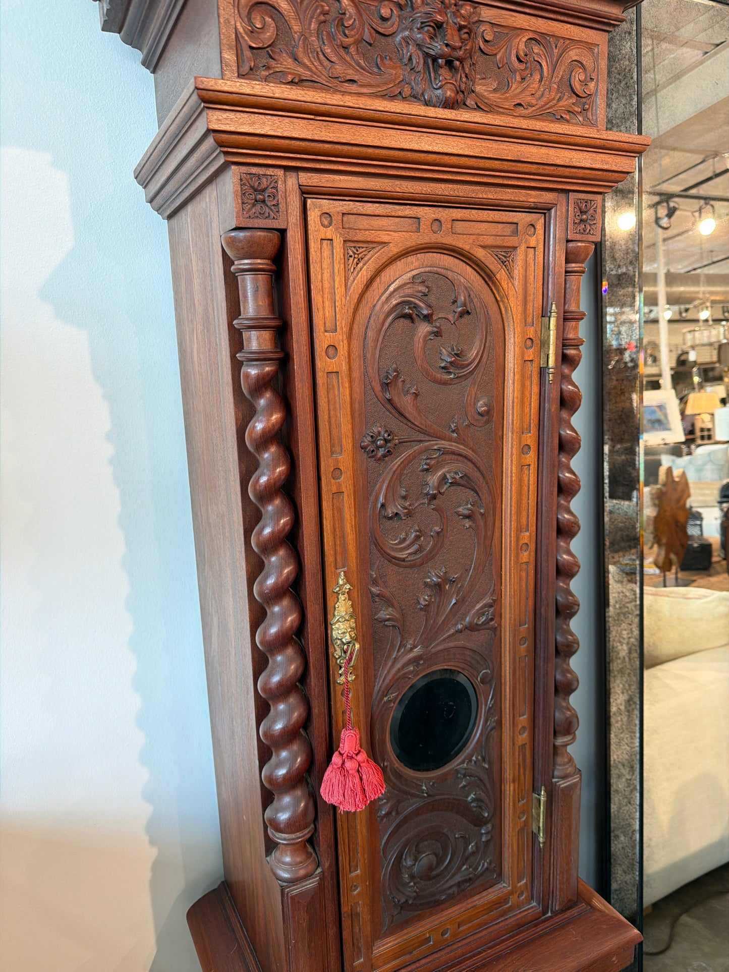 Antique Tiffany & Co. by Walter Durfee-?- Tiger Oak Grandfather Clock