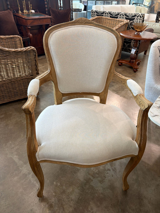 Four Hands French Style Arm Chair Light Wood Off White
