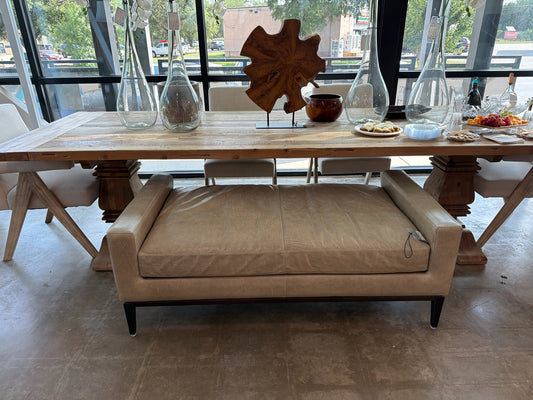 RH Salvaged Wood Trestle 10' x 42" w/ 2 Leaves Dining Table