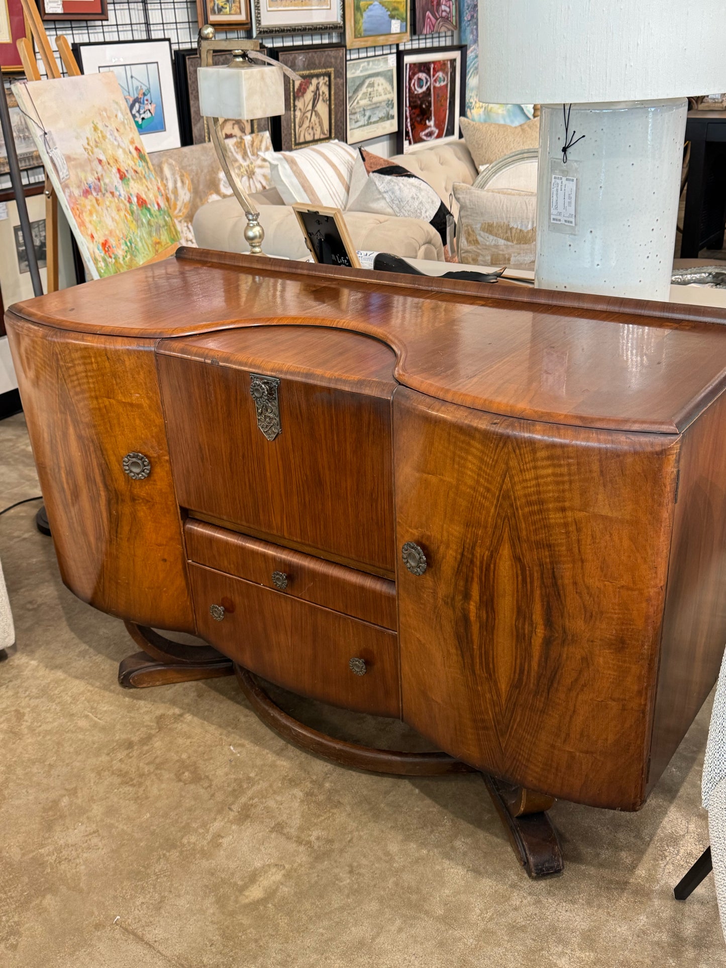 1940s Art Deco English Sideboard Cocktail Cabinet by Beautility Furniture Co.