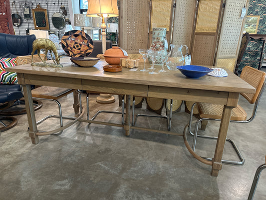 "Edison" Desk/Table w/ Drawers- Worn Oak Wood 78 x 40