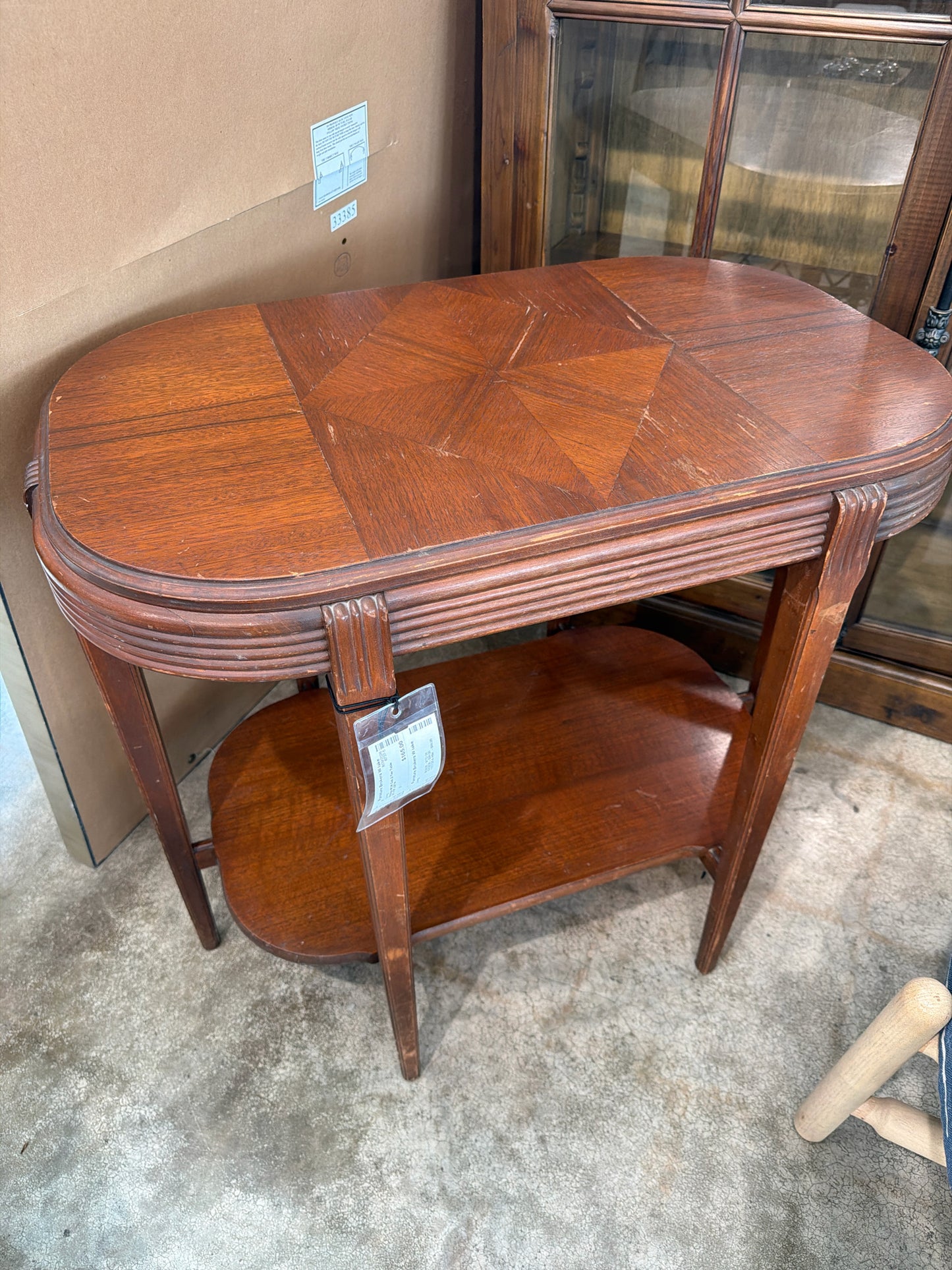 Vintage MCM Oak 2-Tier Table 32"x19"x29"H
