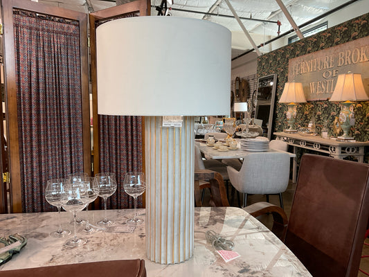 Made Goods Grey/Gold Detail Column Lamp