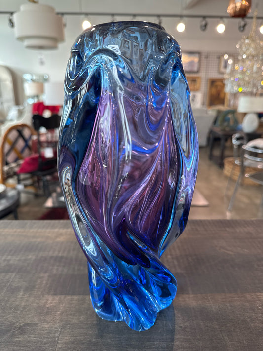 Josef Hospodka Blue/Purple Twisted Glass Vase