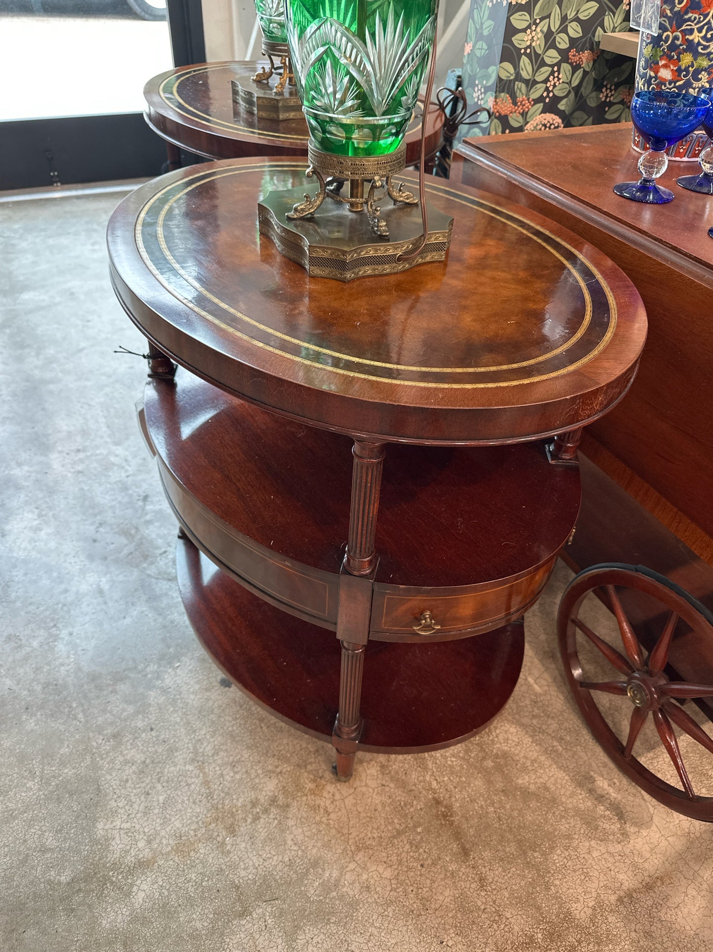 Weiman Furniture Oval Mahogany Side Table w/ Drawer