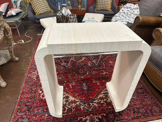 Wildwood Coastal Waterfall White Grasscloth Console
