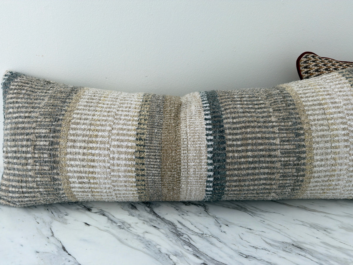 Custom by Rutherfords Lumbar Pillow-Grey/Tan Textured 14 x 35