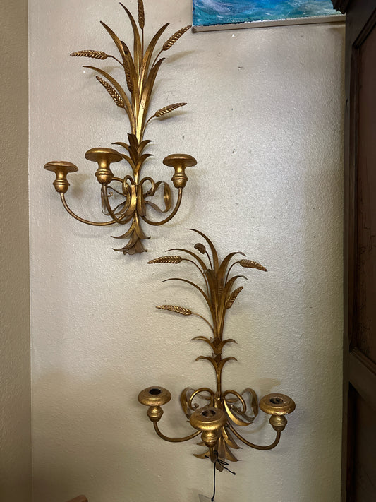 PAIR - Gold Italian Wall Sconces