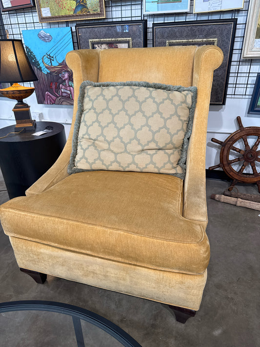 Standford Sunflower Yellow Wingback Chair with Yellow/Green Pillow