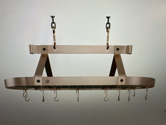 NEW WS  Large Copper Pot Rack- Hooks Behind Desk-