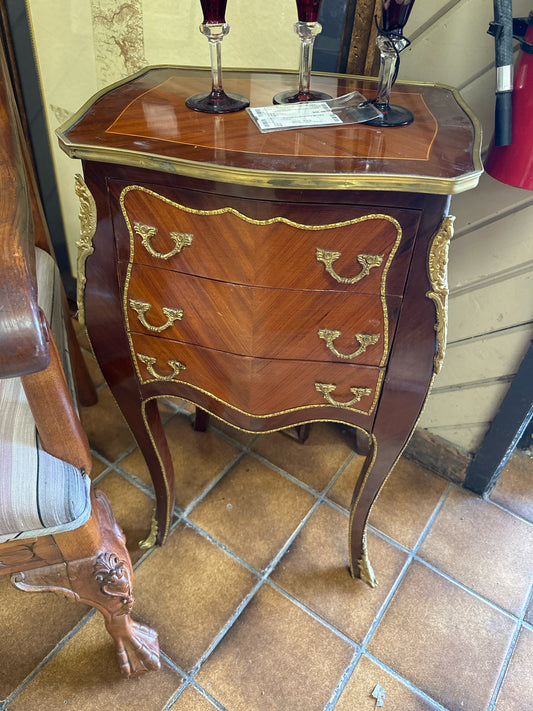 French Louis Reproduction 3 Drawer End Table