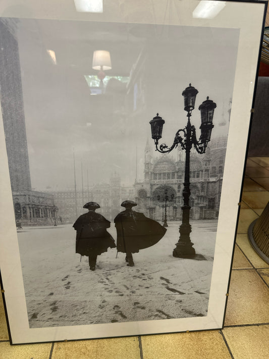 Black White of 2 European Men in Thin Black Frame 20 x 28