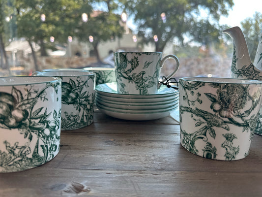 Spode Provencial Garden SET of 6 Cups & Saucers