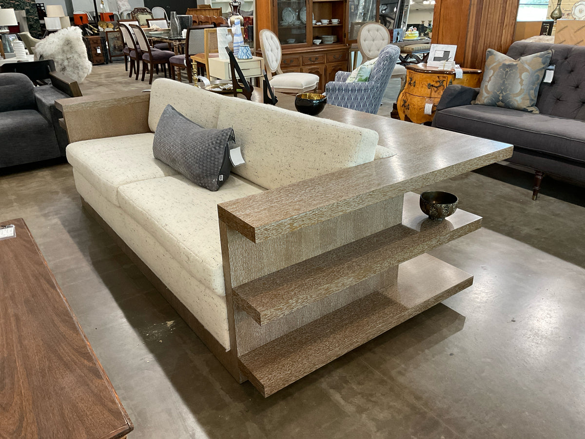 Custom Sofa w/ Integrated Shelves/Desk 96W x 69"D, Rosemary Hallegarten Uph