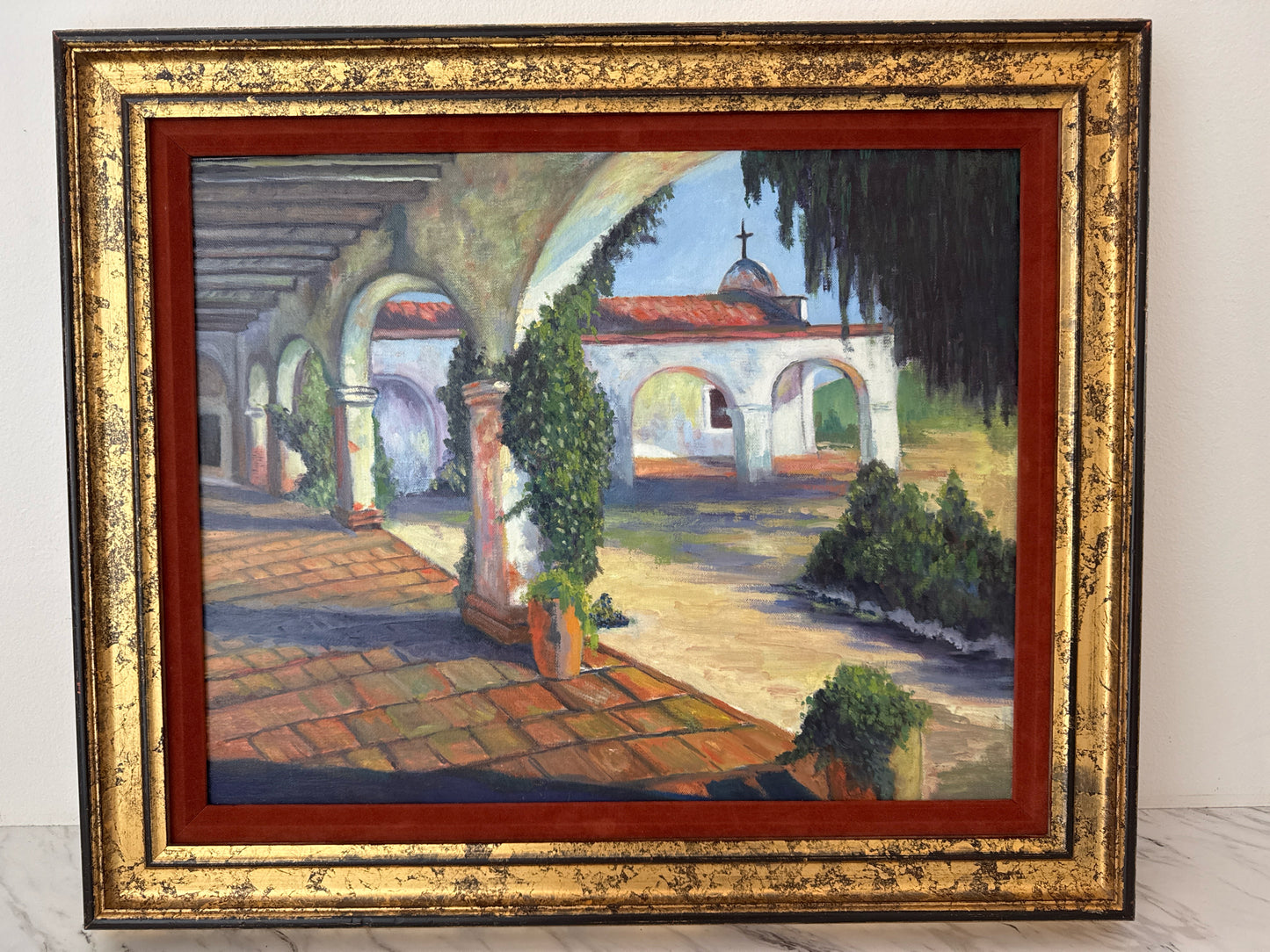 Original Oil of California Mission (signed on back, 26" x 22")