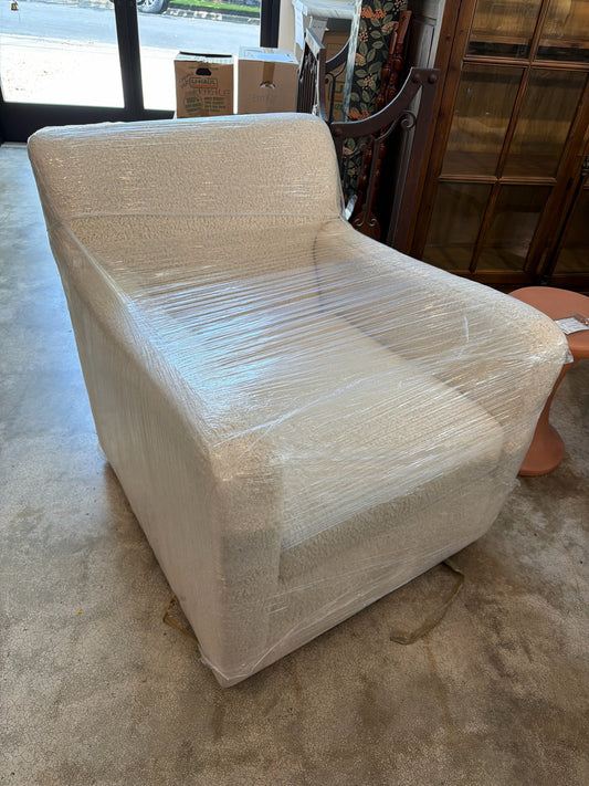 Contemp. Arm Chair Cream Boucle Upholstery- No Pillow