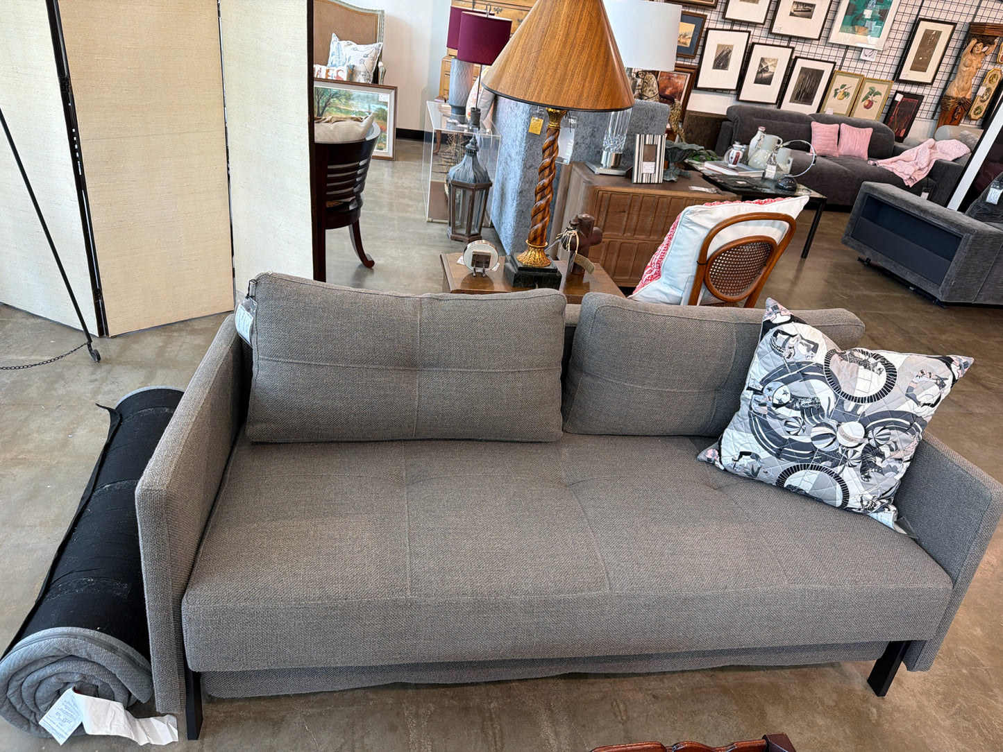 Innovation USA Cube Grey Queen Sleeper Sofa with Pad